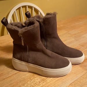 J/slides faux fur lined grey shoes